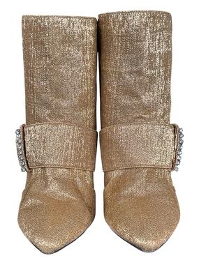 SEE BY METALLIC Gold Pointed Toe Ankle Boots